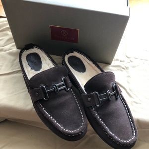 Cole Haan Dark Chocolate Mardi shearling/suede mule